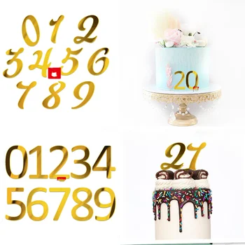 1 Komplekt 0-9 Numbrit Happy Birthday Cake Torukübar Kuld, Hõbe Akrüül Pulmapidu Cupcake Torukübar Kids Sünnipäeva Magustoit Teenetemärgi