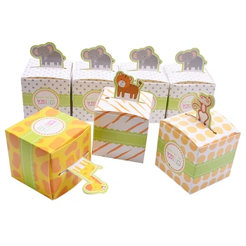 10/20pcs Multikas Loomade kinkekarbis Tiiger Kaelkirjak Paber Candy Pakett Boxs for Kids Sünnipäeva Safari Pool Festival Tarvikud