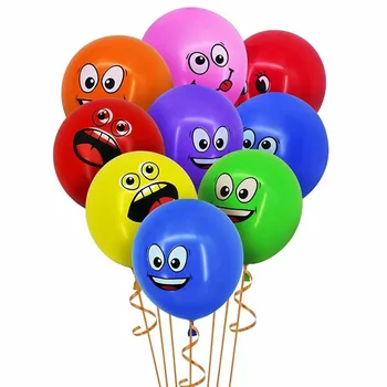 10tk 12 Tolline Smiley Nägu Õhupallid Armas Naljakas Suured Silmad Lateks Õhupallid Lastele Sünnipäev Cartoon Pidulik Dekoratsioon