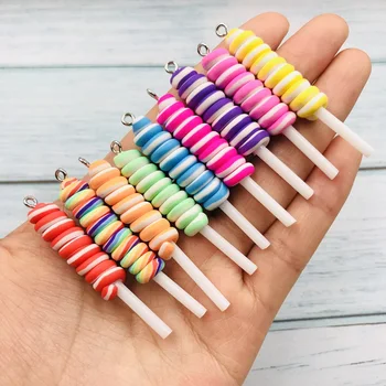 10tk Hot Müüa Värviline Savi Lollipop Võlusid jaoks Kõrvarõngas Kaelakee, Käevõru Ehted, Aksessuaar Ripats DIY