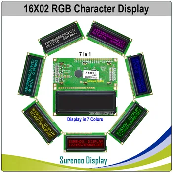162 16X2 1602 5.0 V/3.3 V Iseloomu LCD Moodul Ekraan LCM FSTN Positiivne Negatiivne 7 RGB Värvid Backlight