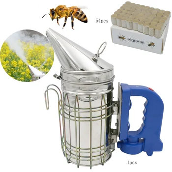 1tk Suitsetaja Koos 54Pcs Suitsu Pomm Elektrilised Roostevabast Terasest Bee Smoke Saatja Kit Mesinduse Mesindus Vahend Beekeep Tarvikud