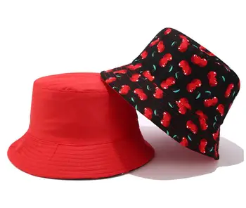 2019 Kaks Pool Pöörduv Puu-Cherry Kopp Müts Meestele, Naistele Kalamees Müts Panama Bob Müts Summer Sun Müts