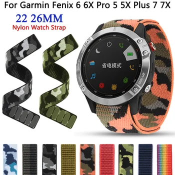 22 26mm Nailon Bänd Käevõru Garmin Fenix 6X 6 Pro 5X 5 Pluss 7X 7 3 3HR Smart Watch Rihm Vöö 6XPro 5XPlus Correa Wristbands