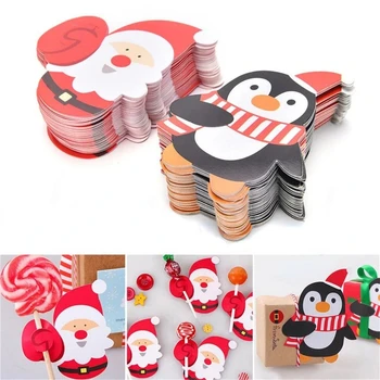 25pcs/palju Plastikust Lollipop Kinni Ohutu Paber-Kommid, Šokolaad, Jõulud Teenetemärgi DIY Xmas Kingitus Decor Pingviinid Cake Pops