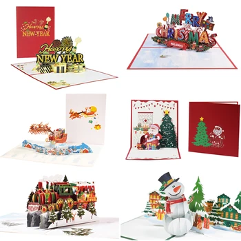 3D Pop-up Merry Christmas Kaardid Aitäh Kaardi jõulukaunistused 2023 Xmas Kingitusi Lastele Laste Navidad Uue Aasta Kaardid