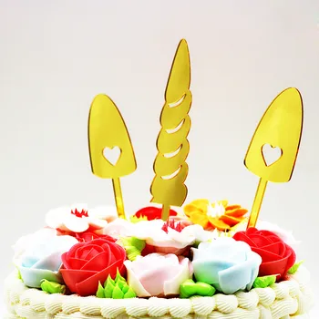 3tk Ükssarvik Akrüül Koogikarpides Torukübar Kuld Sünnipäevaks Ükssarvik Cupcake Torukübar For Kids Sünnipäeva Kook Dekoratsioonid Baby Shower