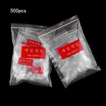 500 Tk/kott Lühike Ovaalne Töö Fake Küünte Tööd Valge/läbipaistev Küünte Pikendamine Plaaster korea Standard Küüned Tarvikud