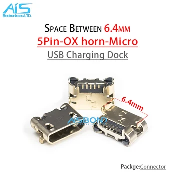 50tk/Palju Micro 5pin USB pesa Härga sarvest lame serv 6.4 mm Plaat Emane pesa Mini connector (Sony VIV0 X1 X3 aku saba pistik