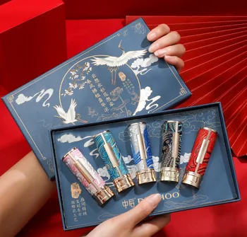 5tk Tikandid Ühine Hiina Stiilis Nikerdatud Huulepulk Set huuled rist lip Tint batom meik set kingitus hulgi-ja kosmeetikatooted