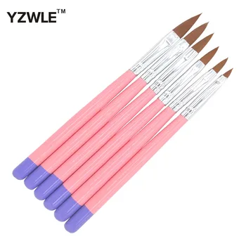 6tk/Pack Nail Brush Set UV Geel, Akrüül Pupple Nail Brush Pen Nail Art, Maniküür Pediküür Vahend 30
