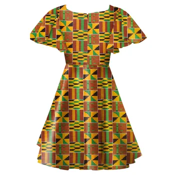 Aafrika Kleit Naistele Kente Prindi Kleit Vaha Prindi Suvel O-kaeluse, Lühikeste Varrukate Moe-Aafrika Trükkimine Naiste Riided