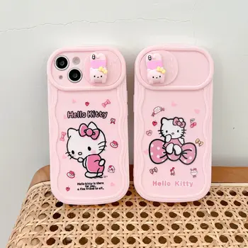 Armas Roosa Kass Hello Kitty Telefon Juhtudel iPhone 14 Pluss 13 12 11 Pro Max X-XR, XS Kaamera Kaitse Pehmest Silikoonist TPÜ Kate