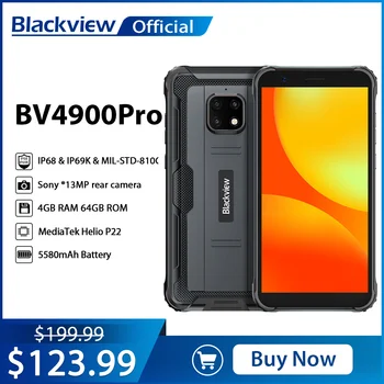 Blackview BV4900 Pro IP68 Veekindel mobiiltelefon 5580mAh Karm Telefon 4GB 64GB Okta Core Android 10 NFC-5.7 tollise 4G Mobiiltelefon