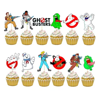 Cartoon Ghostbuster Sünnipäeva Filmi teema Cupcake Toppers korja puu-kirkad baby shower kids sünnipäeva Tarvikud