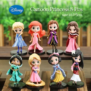 Disney Külmutatud Arvandmed Kawaii Anime Multikas Lumi Valge Elsa Anna Nukk Kook Ornament Tüdruk Armas Sünnipäeva Kingitus 8pcs hagi Alus