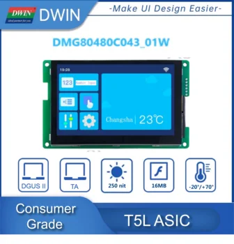 DWIN 4.3 Tolline HMI Intelligentne Ekraan IPS LCD Moodul Ekraan Mahtuvuslik Vastupidava Puutetundliku Paneeli Ühendamine Arduino DMG80480C043_01W