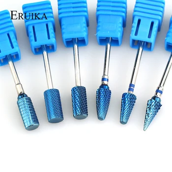 ERUIKA 6 Tüüpi Sinine Volframkarbiid Nail Drill Elektrilised Maniküür Masin Tarvikud Bitti Milling Cutter Burr Nail Art Vahendid