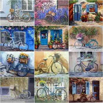 GATYZTORY Õli Värvimine Poolt Numbrid Komplektid Täiskasvanud Lill Maastiku Jalgratas Joonis Akrüül Lõuendil Foto Home Decor Kunsti