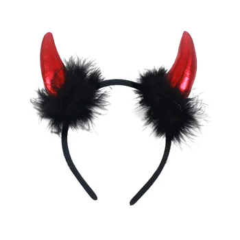Hairhalloween Hoop Sarv Peapael Bänd Red Cosplay Glitter Naljakas Kostüüm Headdress Pool Hairhoop Hornsfluffy Kõrva Naiste Headpiece