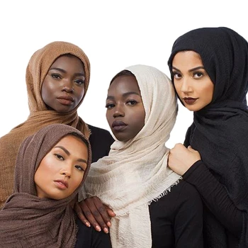 hulgi hind 70*180cm naiste moslemi crinkle hijab sall femme musulman pehme puuvillane headscarf islami hijab suurrätikud ja wrapid