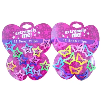 Ilus Kids Pentagramm Juukse Klambrid Glitter BB Klambrid Liblikas Värvid 12 Tk Laste Asymptotic Värv Candy Värvi Star Girls