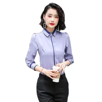 Korea Fashion Sifonki Naiste Särgid Office Lady Naiste Pluusid Triibuline Lahtised Naiste Topid ja Pluusid Femininas Elegante