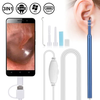 Kõrva Puhastamiseks Endoscope 3 In1 USB-HD-Visuaalne Kõrva Lusikas 5,5 mm, Mini Kaamera, Android PC Kõrva Korja Otoscope Borescope Kõrva Ravi Vahend