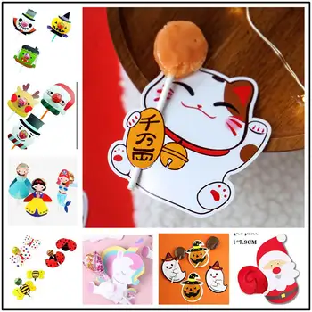 Lunar New Year Õnnelik Kass Lollipop Kaardi Paber-Spring Festival Candy Teenetemärgi Sõnum Kaardi Cartoon Kook Paigalda Kaart