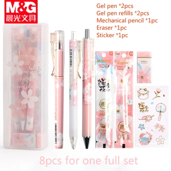 M&G Cherry Blossom Geeli Pliiats-mehaaniline Pliiats Plii 0,5 mm Refiills Set Roosa Kingitus Pliiatsid Tüdrukute koolitarbed Tagasi Kooli