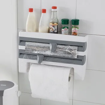 Multifunktsionaalne Köök Korraldaja Seinale paigaldatud tinafoolium Ladustamise Rack Säilitusaine Film Dispenser Kaste Rulli Paberit Ladustamise Kasti