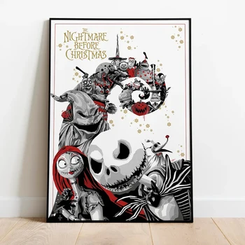 Nightmare Enne Jõule Jack Skellington Plakat Tim Burtoni Filmi Wall Art Õudusunenägu Lõuendile Maali
