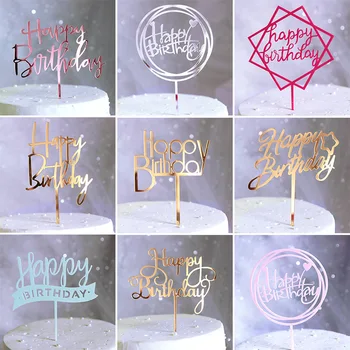 Reklaami Happy Birthday Cake Torukübar Akrüül Peegel Kuld Cupcake Torukübar For Kids Sünnipäeva Kook Dekoratsioonid Baby Shower