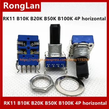 RK11 B10K B103 B20K B203 B50K B503 B100K 4-pin horisontaalne kõlar võimendi mikser saada köide potentsiomeeter 15shaft-10TK