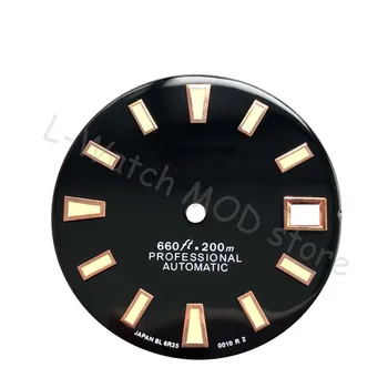 Seiko-vaata 62mas dial musta värvi s logo uus stiil mod vaadata NH35 liikumise Skx007/009 Kilpkonn Abalone 28.5 mm