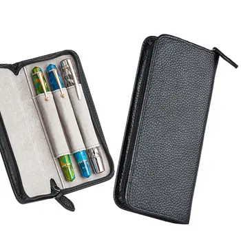 Uus 3 Pesad on Nahast Fountain Pen Case Tõeline Must Pruun Käsitöö Pliiatsi Omanik kõrge kvaliteedi Pen Kott Jõulud Kingitus sõpradele