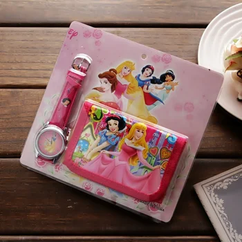 Uus Disney cartoon princess vaadata rahakott sünnipäeva kingitus lastele multifilmide watch set kvarts kella nukk tarvikud