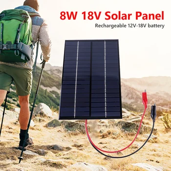 Veekindel päikesepaneel 8W 18V Polükristallilised Juhatuse Väljas Kaasaskantav DIY Solar Cells Laadija 200x130mm 12V-18V Aku