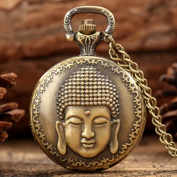 Vintage Tiibeti Lõhn Buda Templisse Kvarts taskukella Buddha Head Disaini Usuliste Keti Ripats Kaelakee Kingitus Mehed Naised