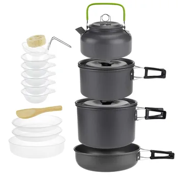Väljas Tablewaer Piknik Cookwear 4-5 Inimestel Raske Alumiinium Oksiid Teekann Poti Komplekt Väljas Telkimine Kohvi Pot Pot Set Laagri