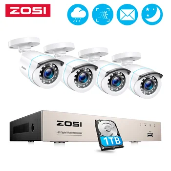 ZOSI 8CH CCTV Süsteemi H. 265+ 5MP Lite HD-TVI DVR kit 1080p 2MP Home Security Väljas Öise Nägemise Kaamera videovalve Komplekt